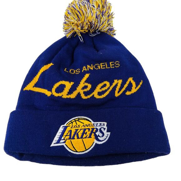 Mitchell & Ness Los Angeles Lakers LA Knit Cap Beanie Purple Gold - Picture 1 of 3